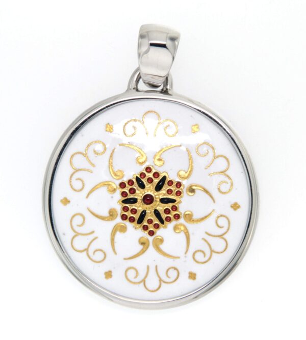 Pendentif gros rond blanc
