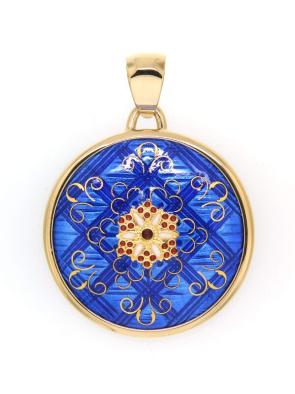 Pendentif gros rond bleu de bresse