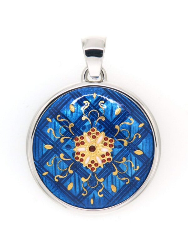 Pendentif gros rond  bleu electrique