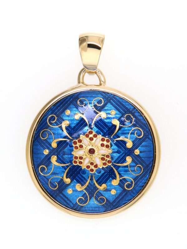 Pendentif gros rond bleu eléctrique