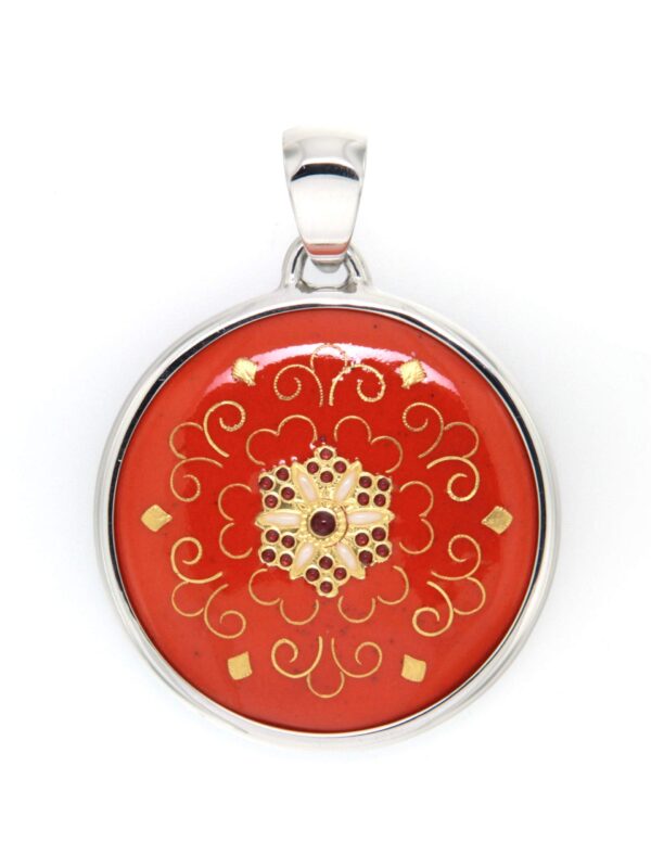 Pendentif gros rond orange