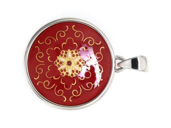 Pendentif gros rond  rouge cerise