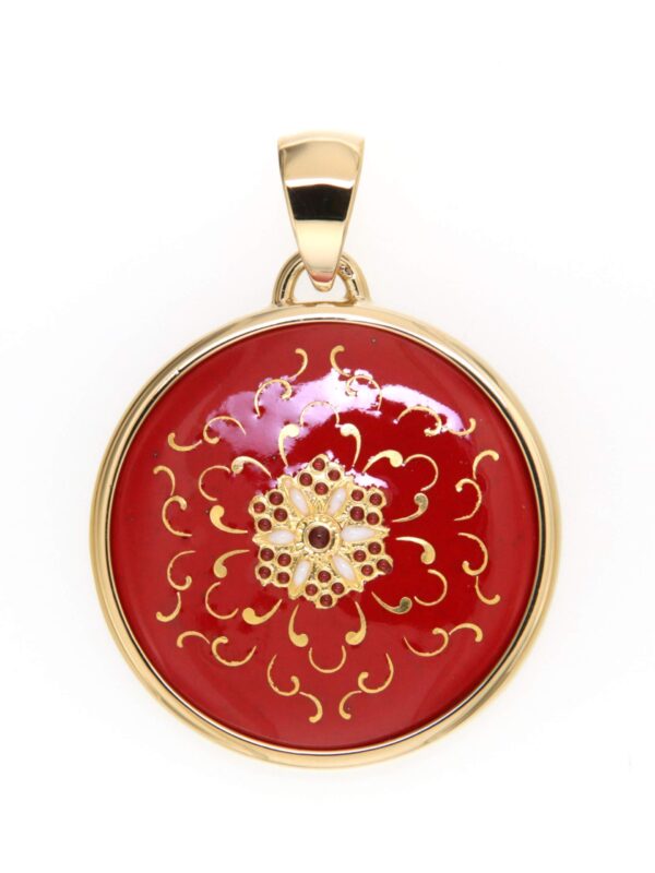 Pendentif gros rond rouge cerise
