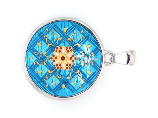 Pendentif gros rond  turquoise