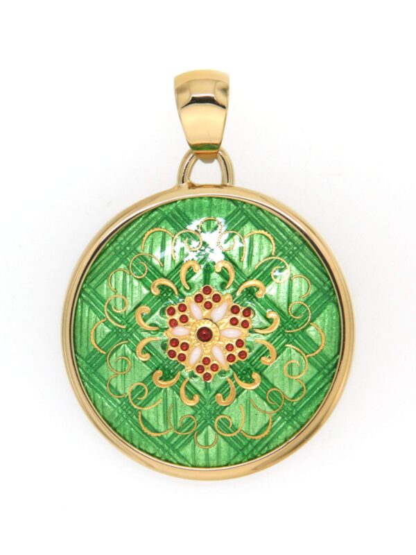 Pendentif gros rond  vert chartreuse