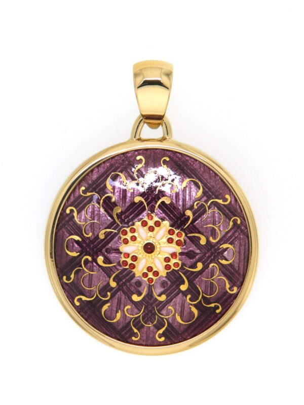 Pendentif gros rond violet lilas