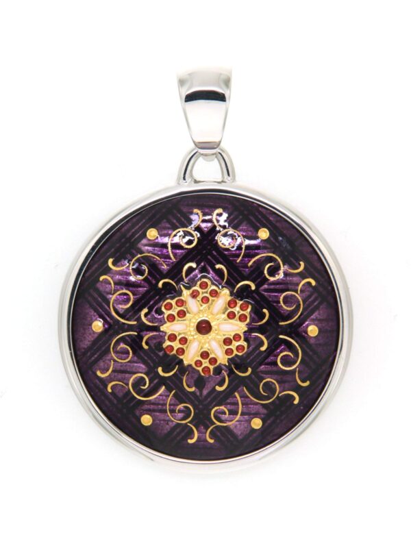 Pendentif gros rond violet prune