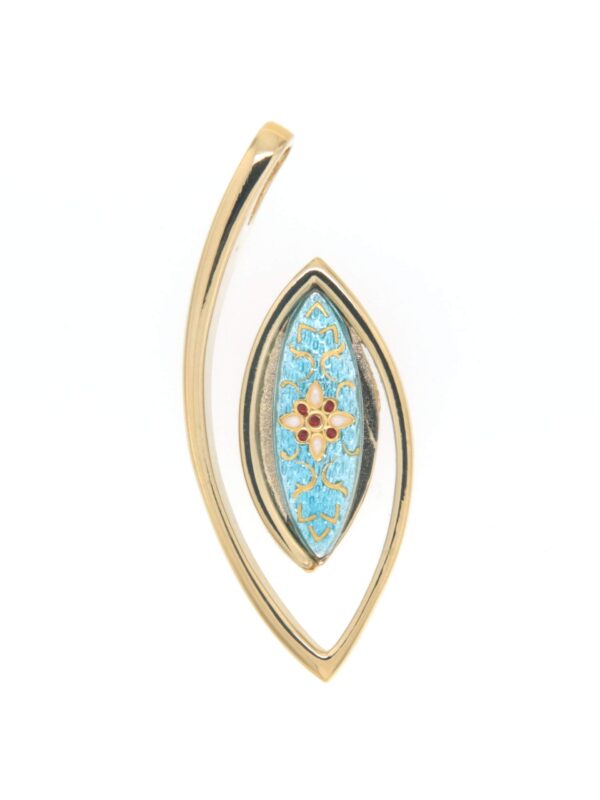 Pendentif navette bleu ciel