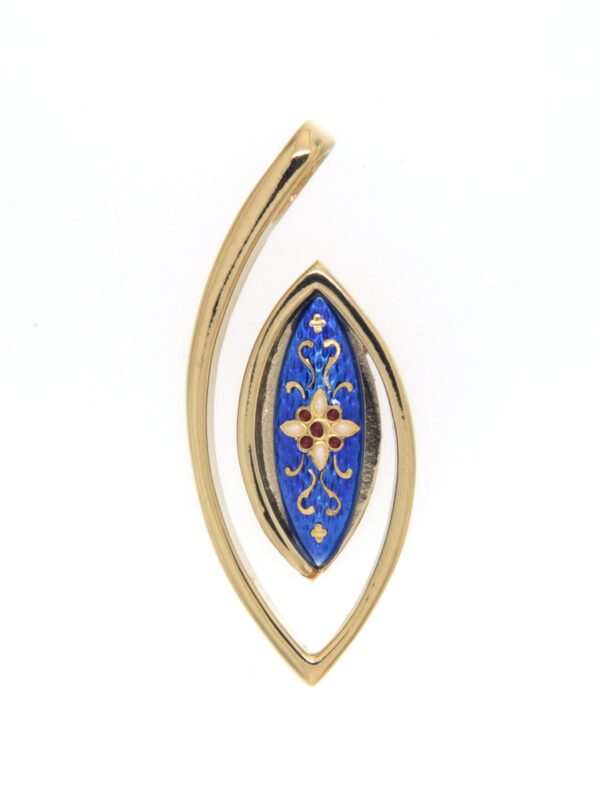 Pendentif navette bleu de bresse