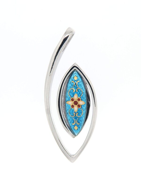 Pendentif navette bleu turquoise