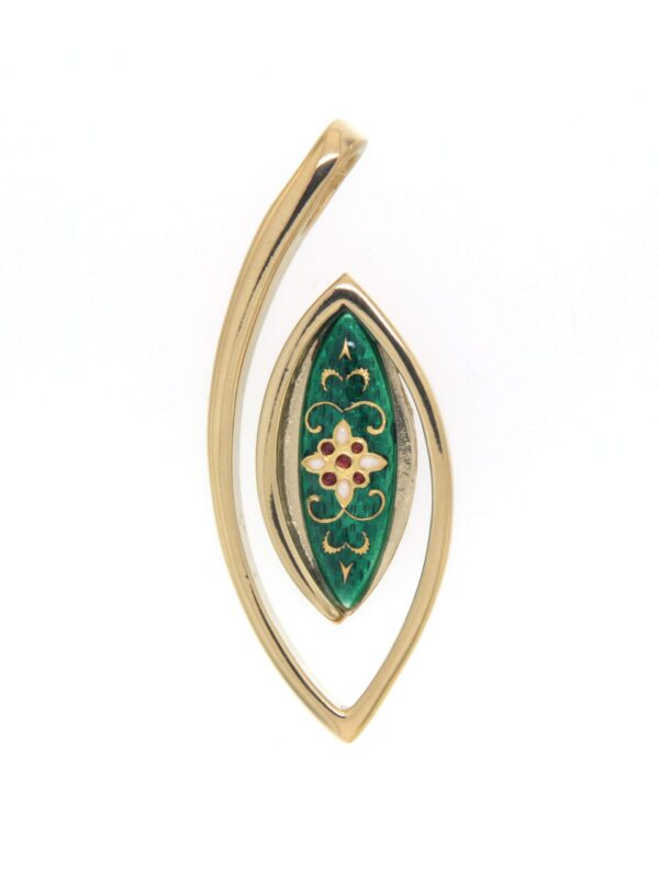 Pendentif navette vert