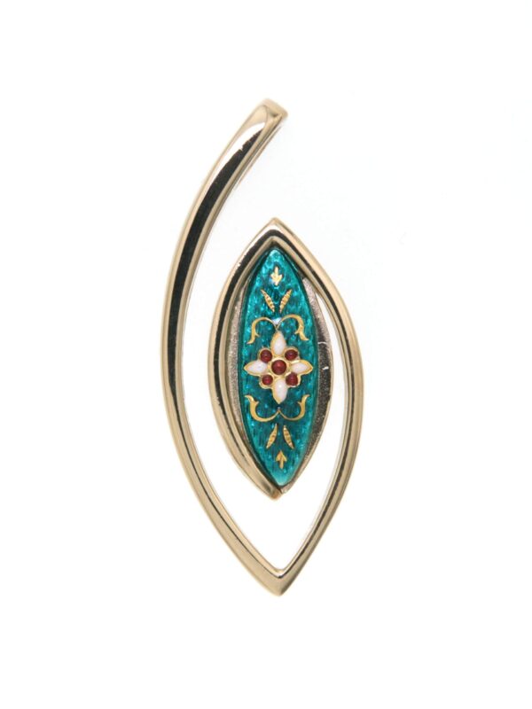 Pendentif navette vert bleuté