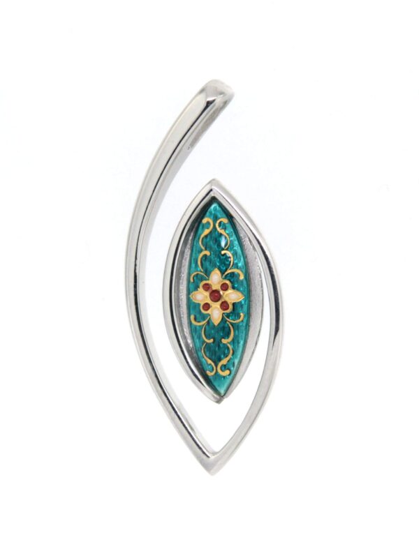 Pendentif navette vert bleuté