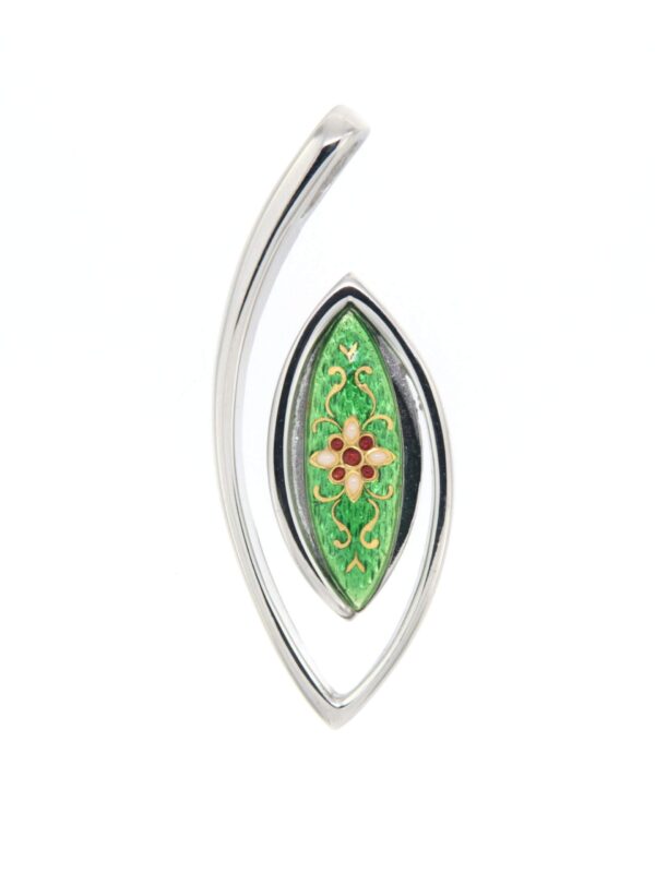 Pendentif navette vert chartreuse