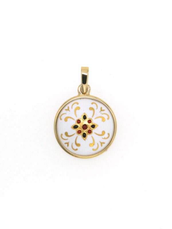 Pendentif petit rond bombe blanc