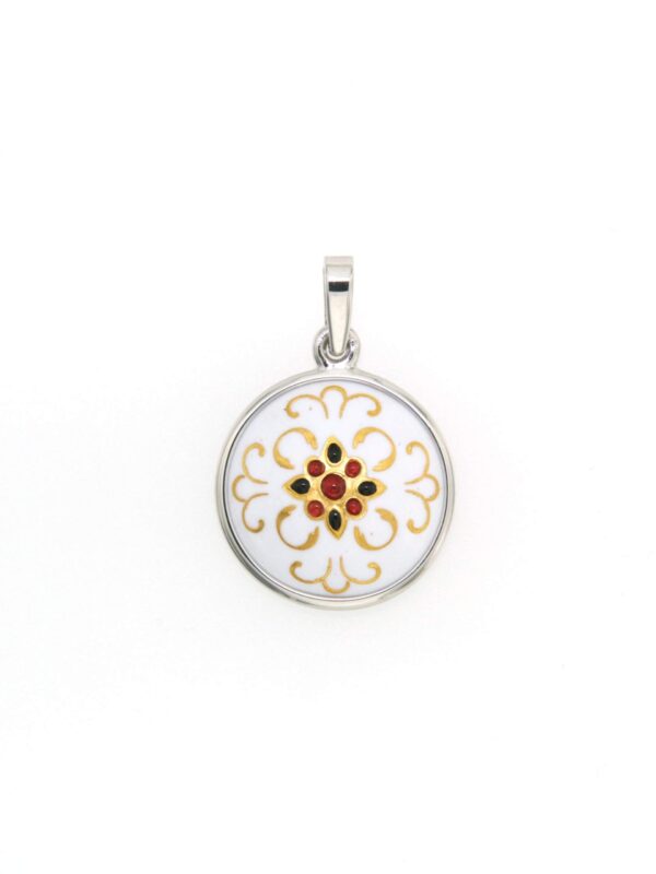 Pendentif petit rond bombe  blanc