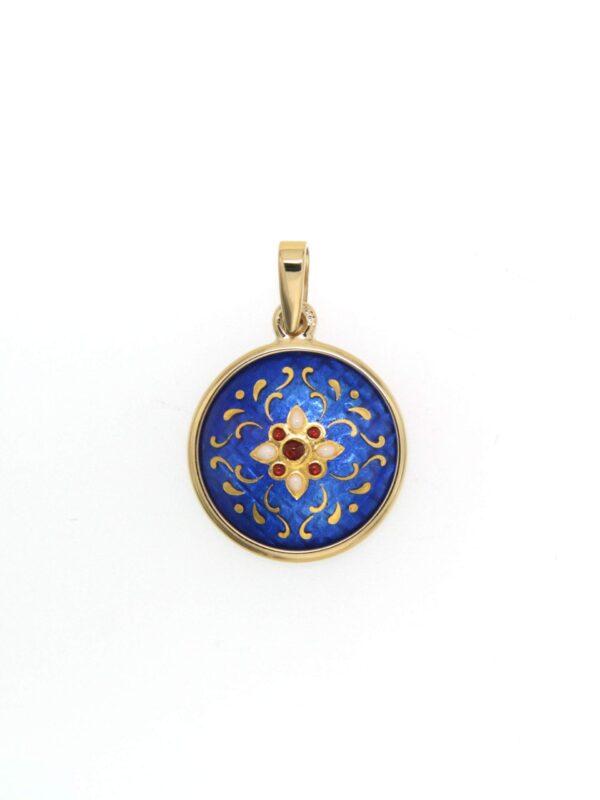 Pendentif petit rond bombe bleu de bresse