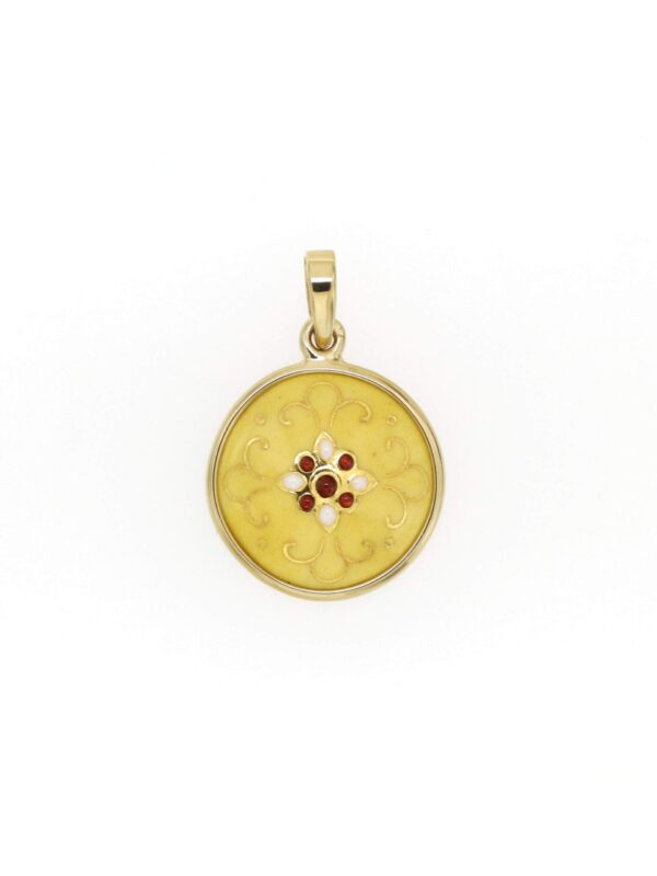 Pendentif petit rond bombe jaune