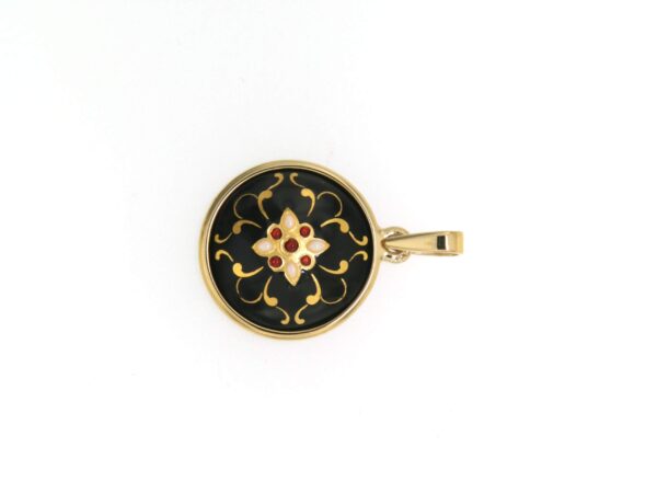 Pendentif petit rond bombe noir