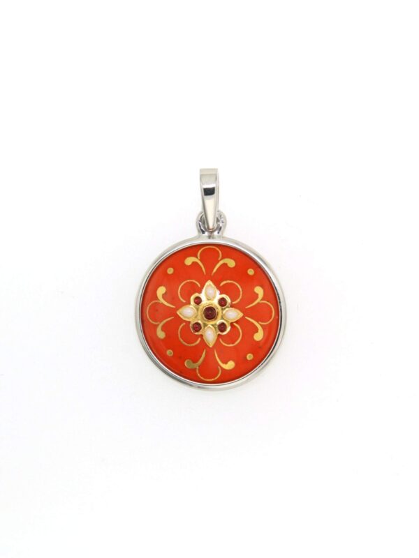 Pendentif petit rond bombe  orange