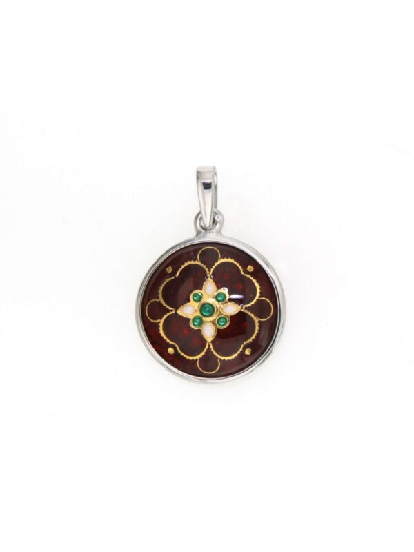 Pendentif petit rond bombe  rouge