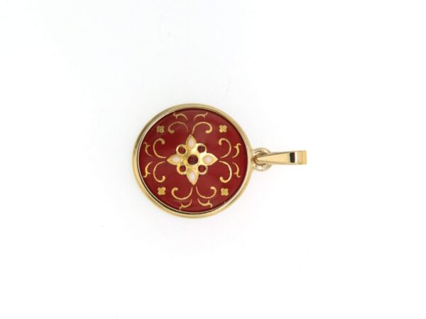 Pendentif petit rond bombe rouge cerise