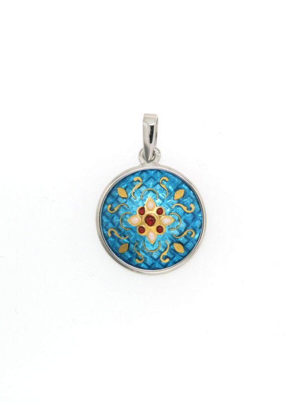 Pendentif petit rond bombe turquoise