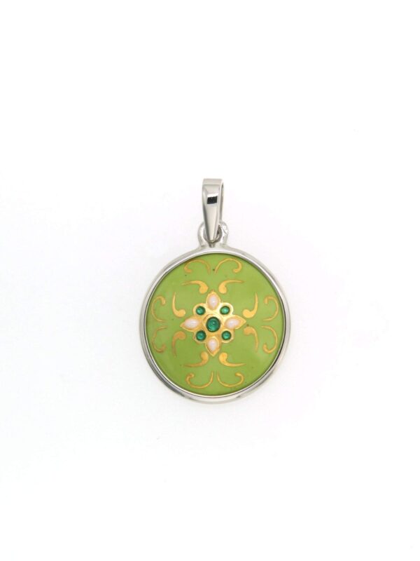 Pendentif petit rond bombe vert anis