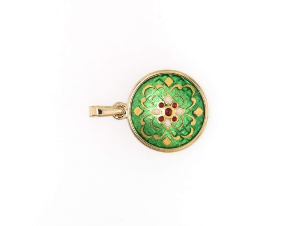 Pendentif petit rond bombe vert chartreuse