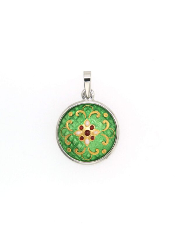 Pendentif petit rond bombe vert chartreuse
