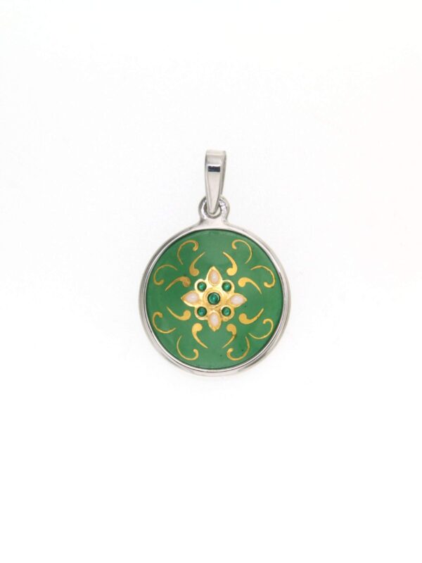 Pendentif petit rond bombe vert granny
