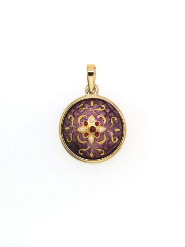 Pendentif petit rond bombe violet lilas
