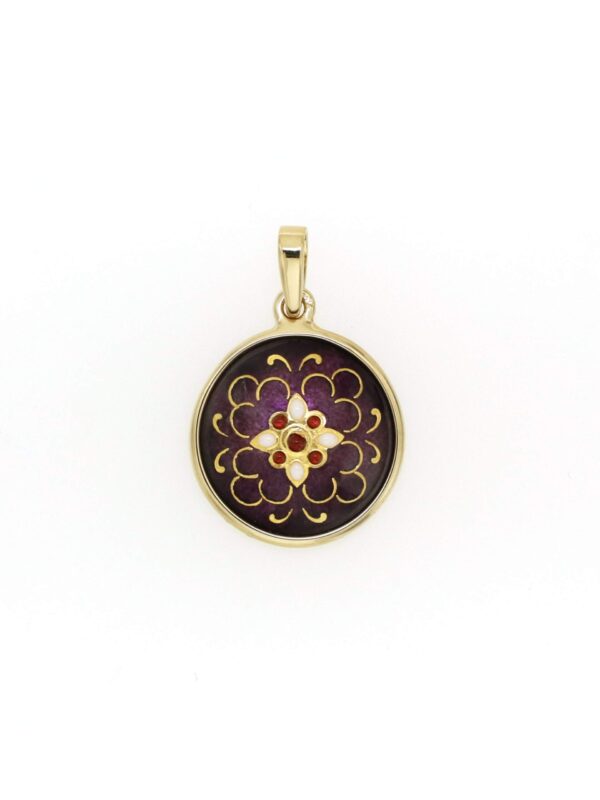 Pendentif petit rond bombe violet prune