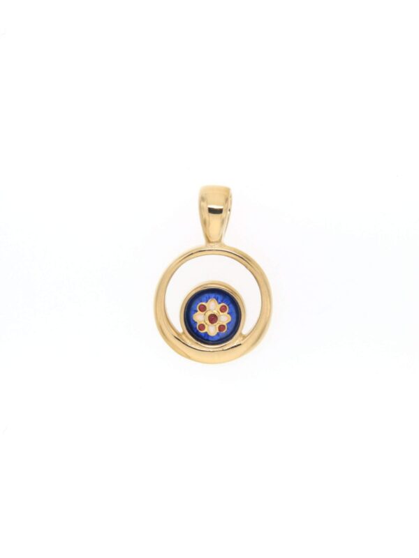 Pendentif petit rond modele excentre bleu de bresse