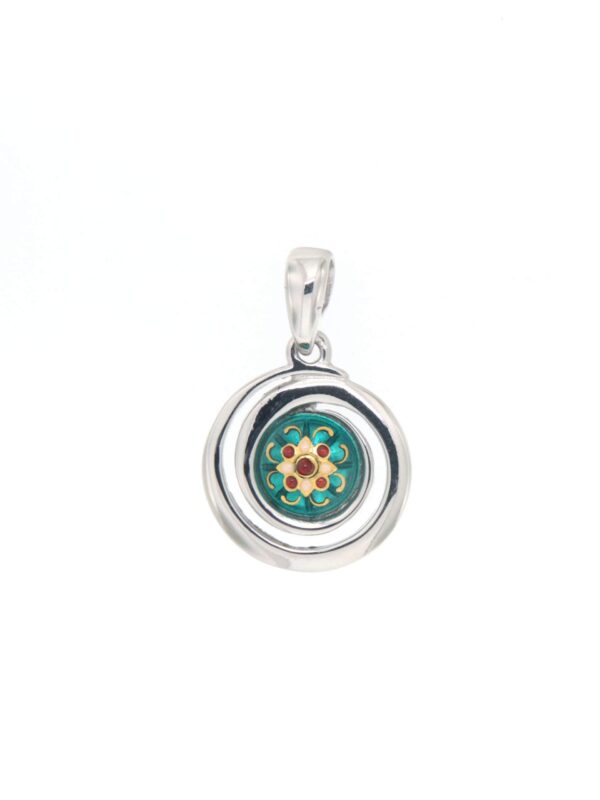 Pendentif petit spirale vert bleuté