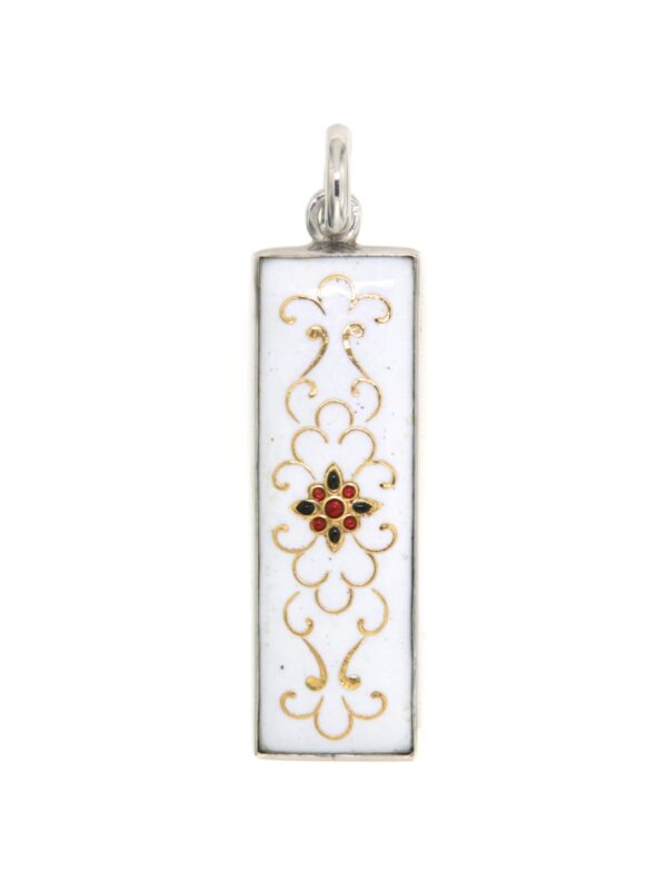Pendentif rectangle allonge  blanc