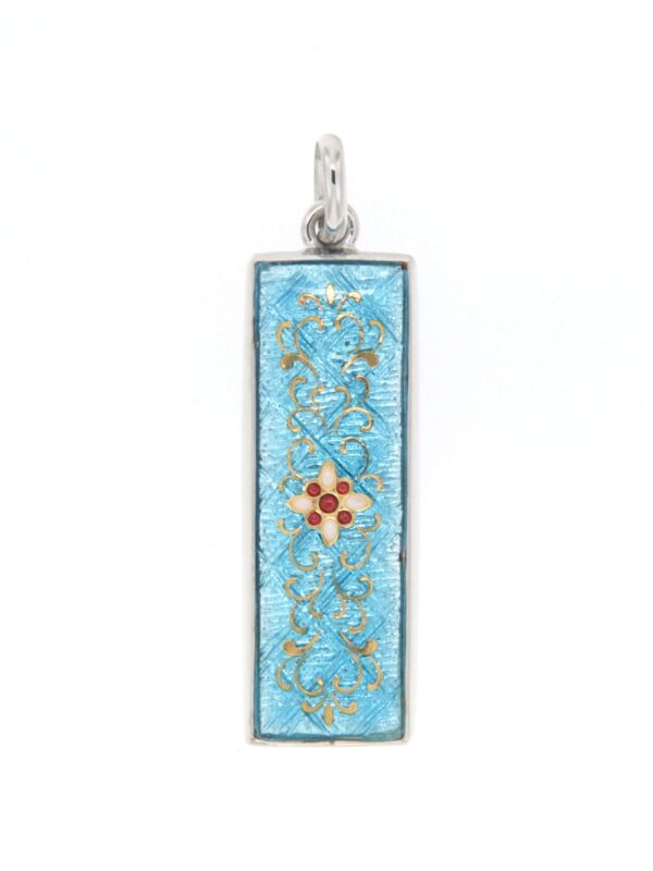 Pendentif rectangle allonge bleu ciel