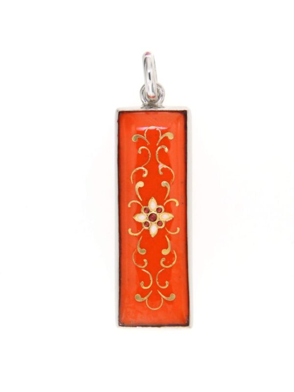 Pendentif rectangle allonge orange