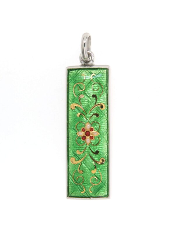 Pendentif rectangle allonge  vert chartreuse