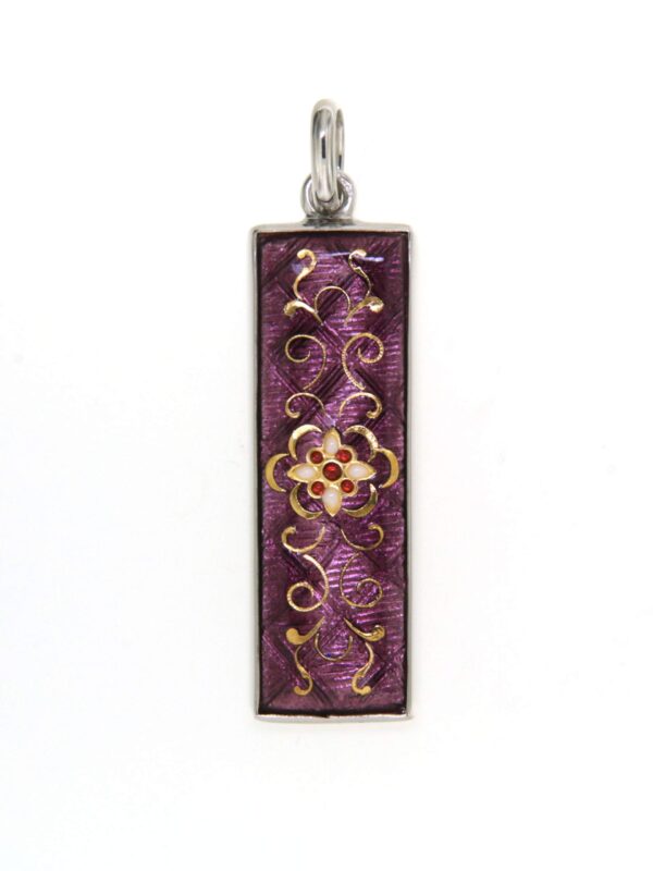 Pendentif rectangle allonge  violet lilas