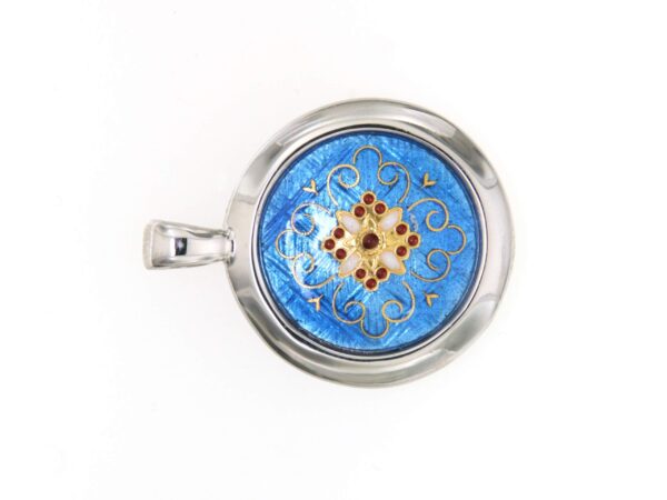 Pendentif reversible moyen modele 2 tons bleu de bresse/bleu azur