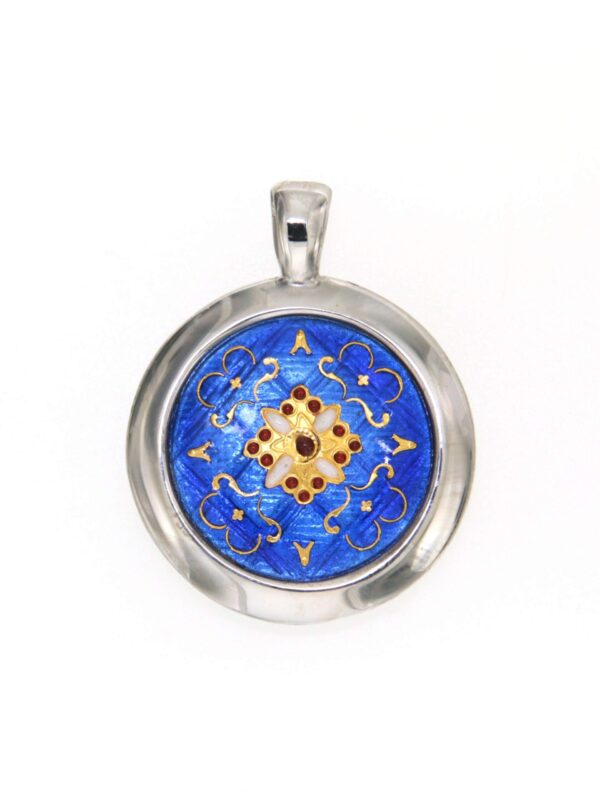 Pendentif reversible moyen modele 2 tons bleu de bresse/bleu ciel