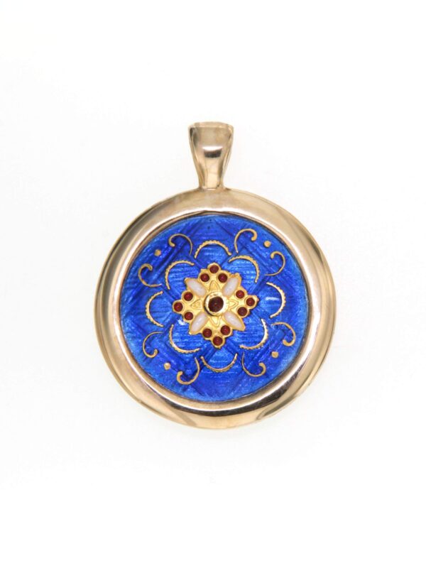 Pendentif reversible moyen modele 2 tons bleu de bressse/bleu ciel