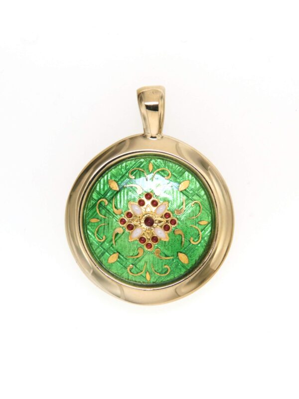 Pendentif reversible moyen modele 2 tons vert/vert chartreuse