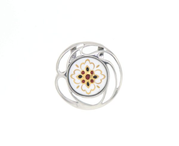 Pendentif rond ajoure blanc