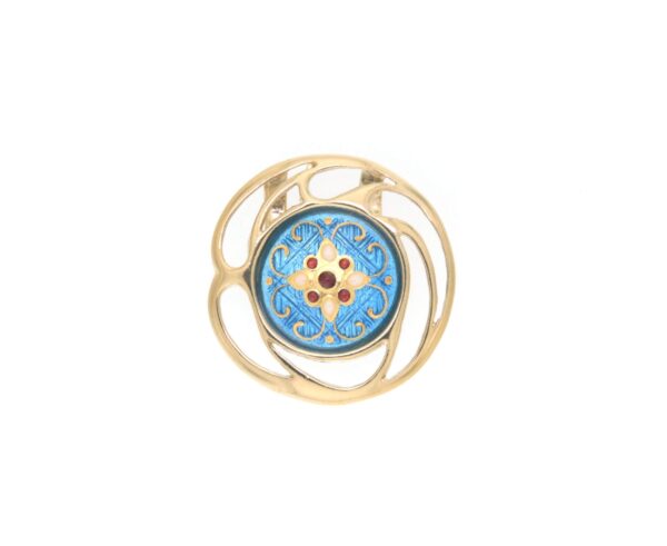 Pendentif rond ajoure bleu azur