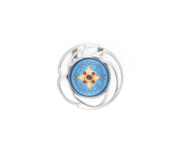 Pendentif rond ajoure bleu azur