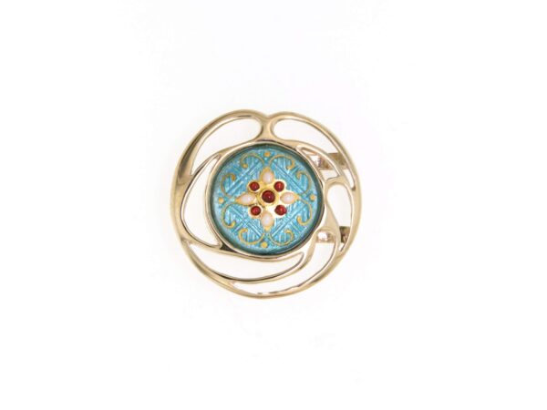 Pendentif rond ajoure bleu ciel