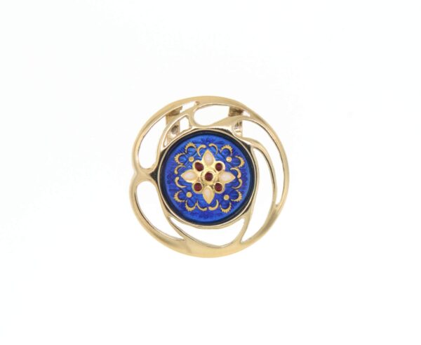 Pendentif rond ajoure bleu de bresse