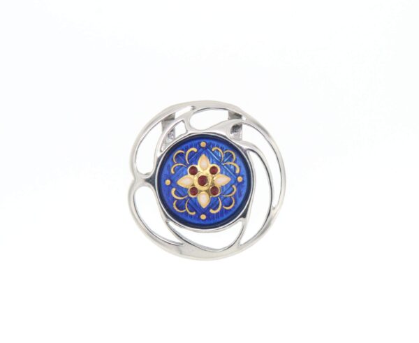 Pendentif rond ajoure bleu de bresse